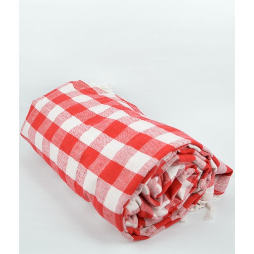 Τραπεζομάντηλο ροτόντα 1,80 μ. βαμβακερό κόκκινο/λευκό