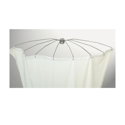 Oμπρέλλα μεταλλική με λευκή υφασμάτινη κουρτίνα μπάνιου 180x200cm