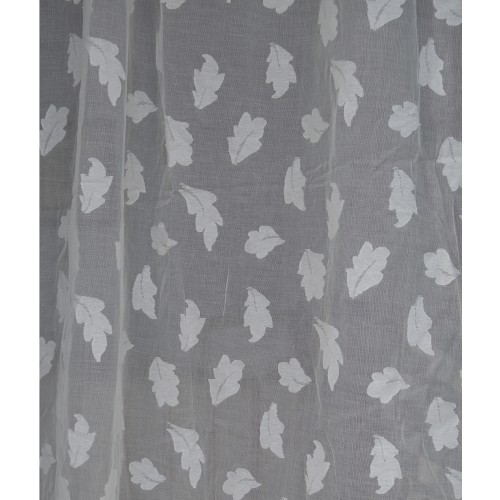 Ύφασμα δαντέλας με φύλα λευκή βαμβακερή Φ. 1,60 μ.