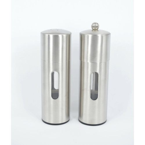 Μύλος inox σετ με αλατιέρα