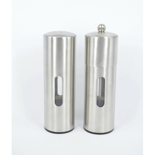 Μύλος inox σετ με αλατιέρα