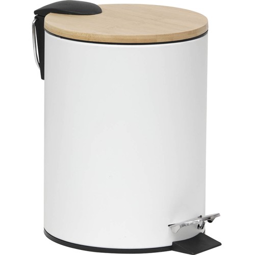 Κάδος λευκός 5 lt με soft close κάλυμμα από Bamboo