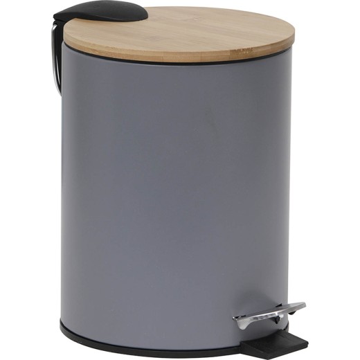 Κάδος γκρι 5 lt με soft close κάλυμμα από Bamboo 23x23x28cm