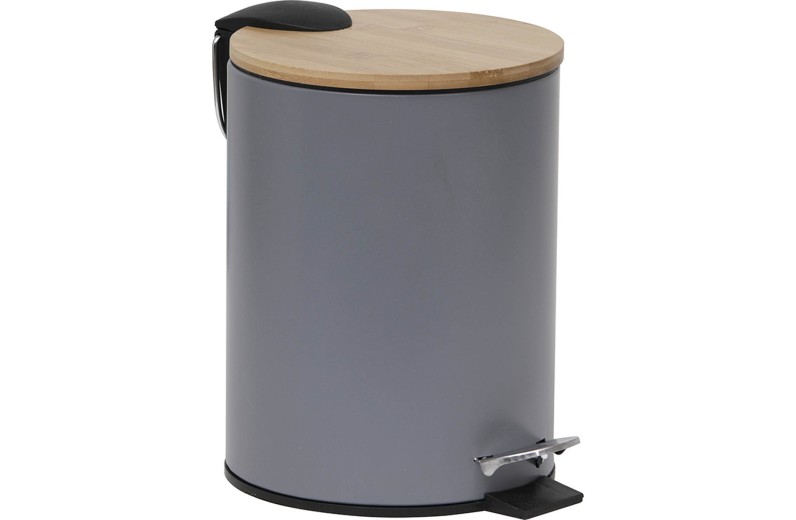 Κάδος γκρι 5 lt με soft close κάλυμμα από Bamboo 23x23x28cm