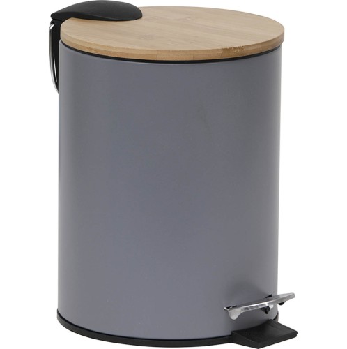 Κάδος γκρι 5 lt με soft close κάλυμμα από Bamboo 23x23x28cm