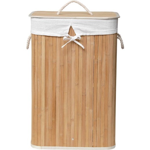 Καλάθι Απλύτων Τετράγωνο Bamboo Πτυσσόμενο 40x30x60cm