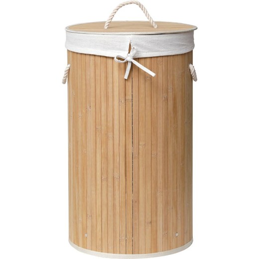 Καλάθι Απλύτων Στρογγυλό Bamboo Πτυσσόμενο