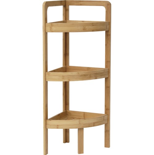 Γωνιακή Ραφιέρα Bamboo με 3 Ράφια Αποθήκευσης