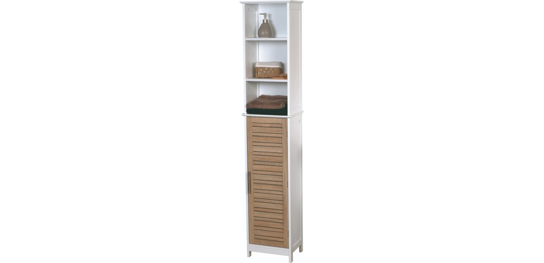 Έπιπλο Mdf/Βελανιδιά με 3 Ράφια και 1 Ντουλάπι με 2 Ράφια στο Εσωτερικό