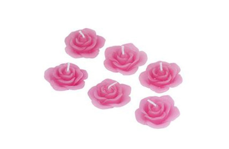 Κεριά τριανταφυλλάκι ροζ Σετ/6