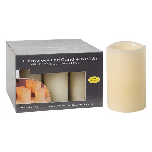 Κερί Led Σετ/6 - 7.62cm  x 7.62cm  x 15.24cm