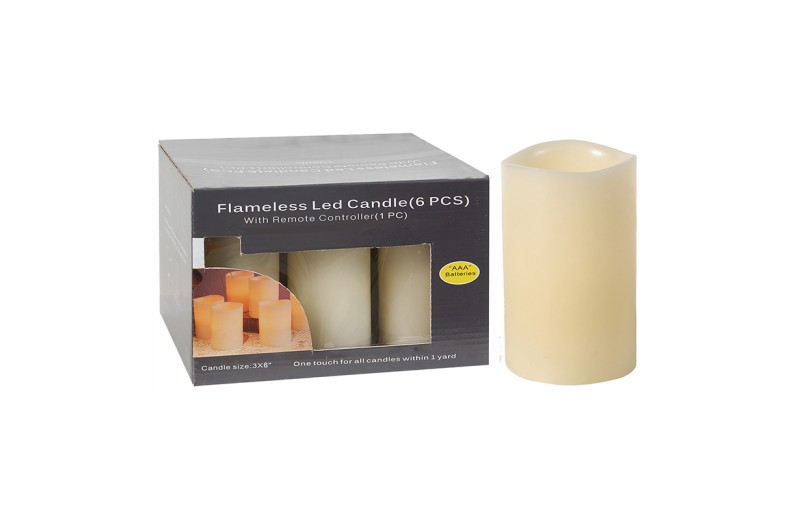 Κερί Led Σετ/6 - 7.62cm  x 7.62cm  x 15.24cm