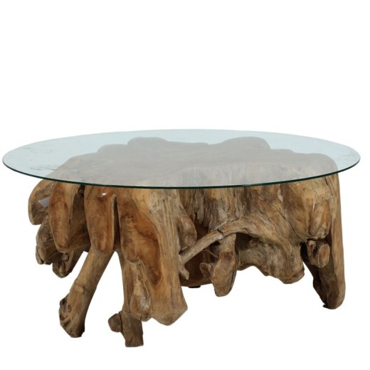 Τραπέζι σαλονιού ρίζα 80x80x45 με τζάμι 125x75 - 80cm  x 80cm  x 40cm