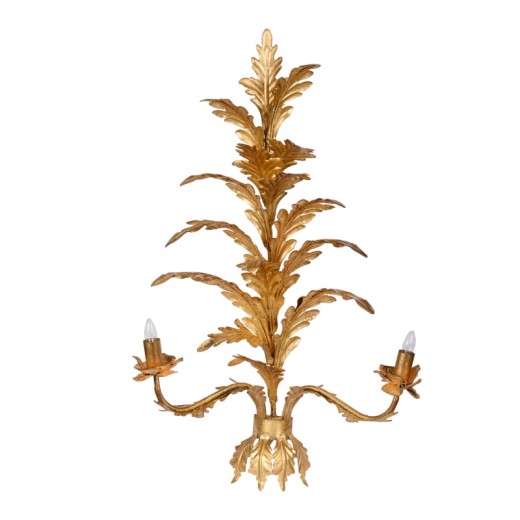 Artekko Egaaqiy Μεταλλική Χρυσή Απλίκα με 2 Φώτα (E14) (52x23x90)cm - 52cm  x 23cm  x 90cm