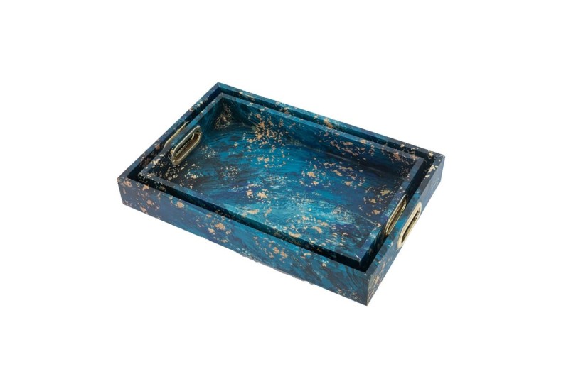 Δίσκοι Διακοσμητικοί Ξύλινοι Σετ 2 τεμάχια (L: 44,45x29,21x6,35 - S: 39,37x25,4x5,08) - 44.45cm  x 29.21cm  x 6.35cm