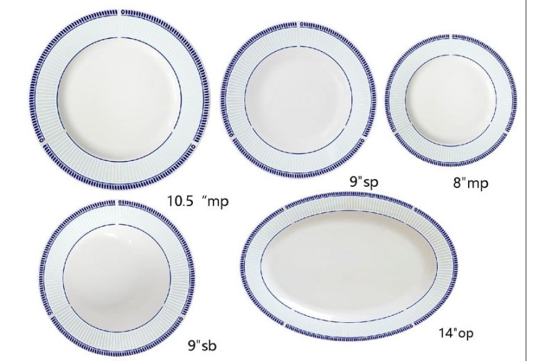 Σερβίτσιο φαγητού Σετ/20 μπλε περίγραμμα TC-3410 6*10,5''DP/6*9''SP/6*8''MP/1*9''SB/1*14''OP