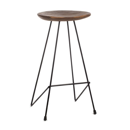 Σκαμπώ μπαρ 43X40X76 ξύλινο με σιδερένια βάση - 43cm  x 40cm  x 76cm