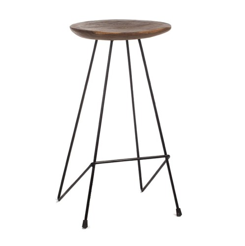 Σκαμπώ μπαρ 43X40X76 ξύλινο με σιδερένια βάση - 43cm  x 40cm  x 76cm