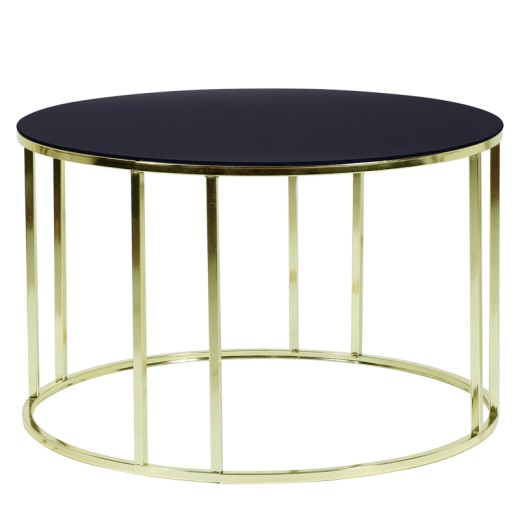 Τραπέζι σαλονιού μεταλλικό Φ75x45 χρυσό με μπρονζέ καπάκι - 75cm  x 75cm  x 45cm