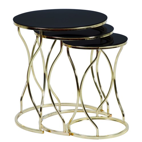 Artekko Gurdai Μεταλλικά Τραπεζάκια Ζιγκόν Σετ 3 Τεμάχια (50x50x58)cm - 50cm  x 50cm  x 58cm