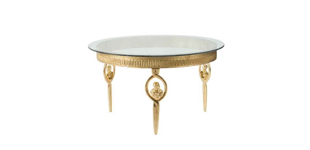 Τραπέζι σαλονιού χρυσό-γυαλί 
