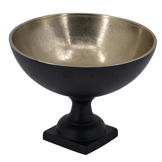 Μπωλ αλουμινίου μαύρο-χρυσό κολωνάτο 25 X 25 X 19cm - 25cm  x 25cm  x 19cm