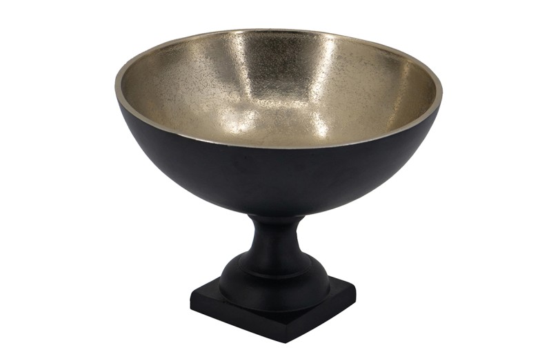 Μπωλ αλουμινίου μαύρο-χρυσό κολωνάτο 25 X 25 X 19cm - 25cm  x 25cm  x 19cm