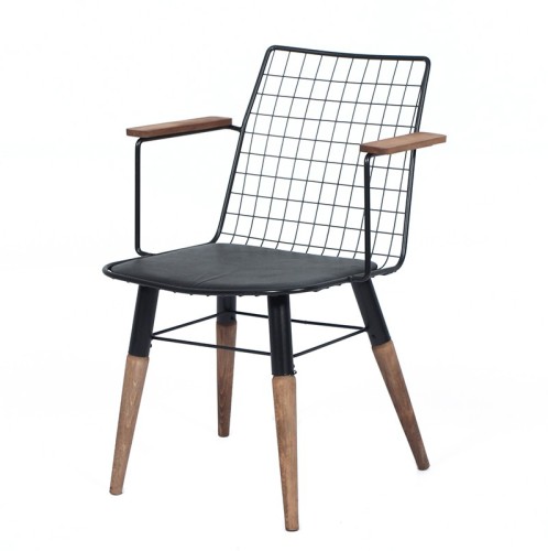 Πολυθρόνα μεταλλική 56,5x52x75.5/42 TREND χρώμα TD-961 ξύλινα πόδια και μπράτσα - 56.5cm  x 52cm  x 75.5cm