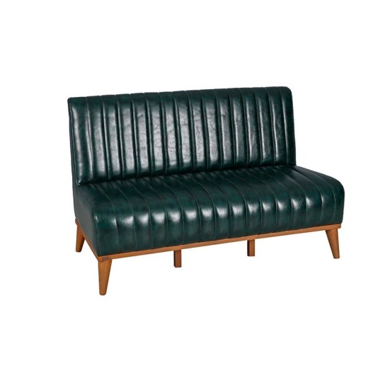 Καναπές διθέσιος SEDIR καρυδί ξύλο ύφασμα PETEK 10 GREEN - 120cm  x 72cm  x 98cm