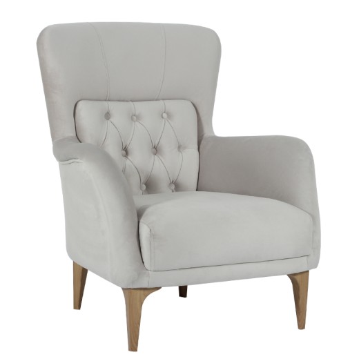 Artekko Zundaor Μπερζέρα με Καπιτονέ Μπράτσα και Μαξιλάρια Πλάτης και Ξύλινα Πόδια (86x95x103)cm - 86cm  x 95cm  x 103cm