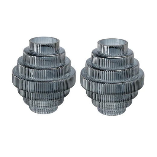 ARTEKKO Πολυεπίπεδο Γεωμετρικό Βάζο με Καπνιστό Μπλε Φινίρισμα 33x33x45