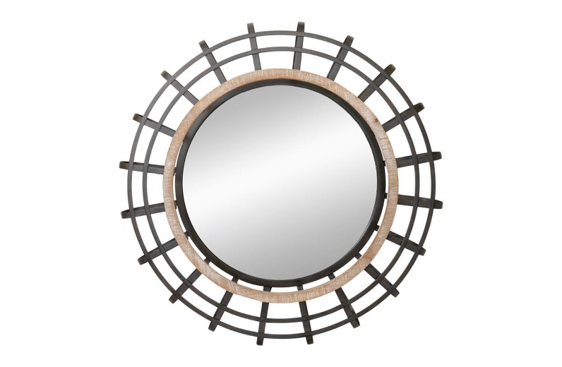 ARTEKKO Στρογγυλός Καθρέφτης Κατασκευασμένος από Σιδερένιες Ταινίες Λυγισμένες 79 x 79 x 13cm