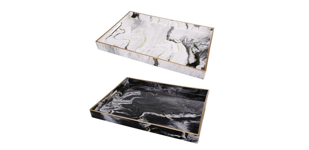 Artekko Goppio Δίσκοι Διακοσμητικοί Σετ/2 (48x35x4)cm - 48cm  x 35cm  x 4.3cm