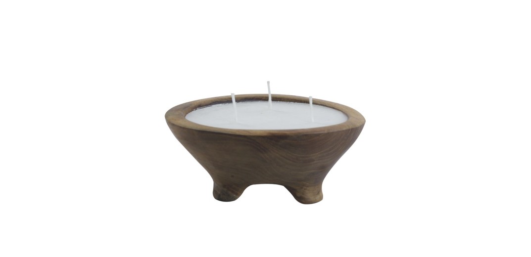 Artekko Κηροπήγιο (15x15x6)cm Καφέ Χρώματος Teak Διακοσμητικό - 15cm  x 15cm  x 6cm