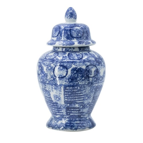 Artekko Βάζο με Ζωγραφιές (25.5x25.5x43)cm Άσπρο / Μπλέ - 25.5cm  x 25.5cm  x 43cm