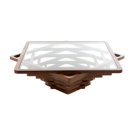 Artekko Sardunya Τραπεζάκι Σαλονιού Ξύλο/Γυαλί (127x127x38)cm - 127cm  x 127cm  x 38cm