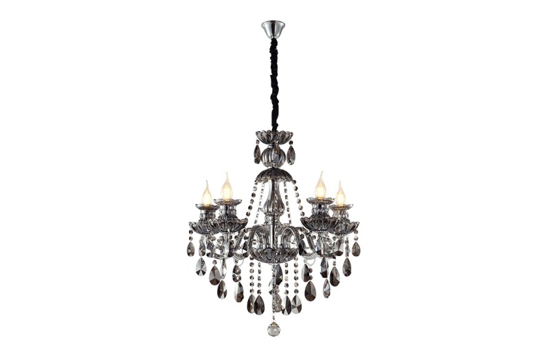 Artekko Chandelier Πολυέλαιος 8φωτος Ανθρακί Κρύσταλλο (80x80x70)cm - 80cm  x 80cm  x 70cm