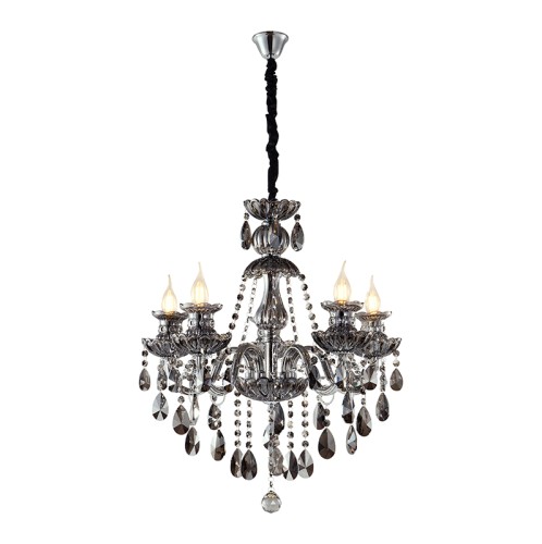 Artekko Chandelier Πολυέλαιος 8φωτος Ανθρακί Κρύσταλλο (80x80x70)cm - 80cm  x 80cm  x 70cm
