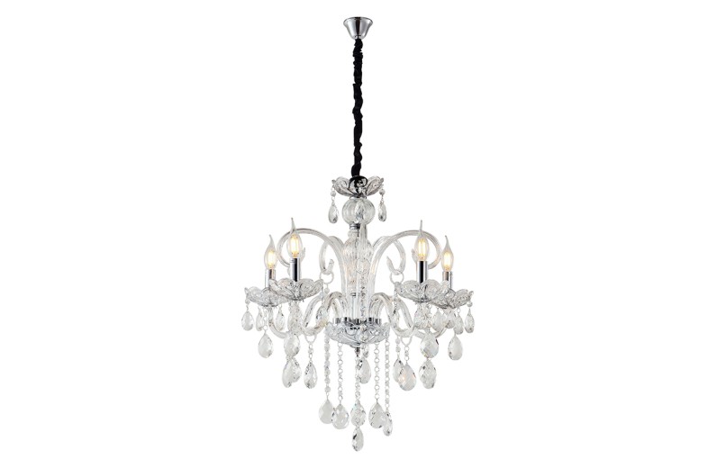 Artekko Chandelier Πολυέλαιος 5φωτος Διάφανο Κρύσταλλο (60x60x60)cm - 60cm  x 60cm  x 60cm