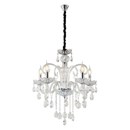 Artekko Chandelier Πολυέλαιος 5φωτος Διάφανο Κρύσταλλο (60x60x60)cm - 60cm  x 60cm  x 60cm