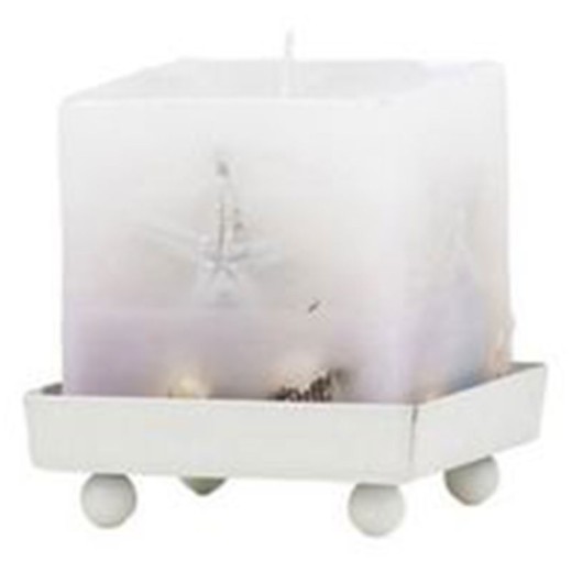 Artekko Candle Κερί Παραφίνης Κύβος με Βάση Άσπρο/Μπλε (8x8x9)cm - 8cm  x 8cm  x 9cm