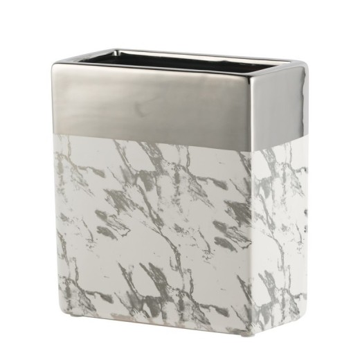 Artekko Marble Βάζο Διακοσμητικό Κεραμικό Ασημί/Μάρμαρο (17.5x9x19)cm - 17.5cm  x 9cm  x 19cm