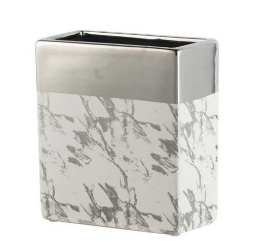 Artekko Marble Βάζο Διακοσμητικό Κεραμικό Ασημί/Μάρμαρο (17.5x9x19)cm - 17.5cm  x 9cm  x 19cm