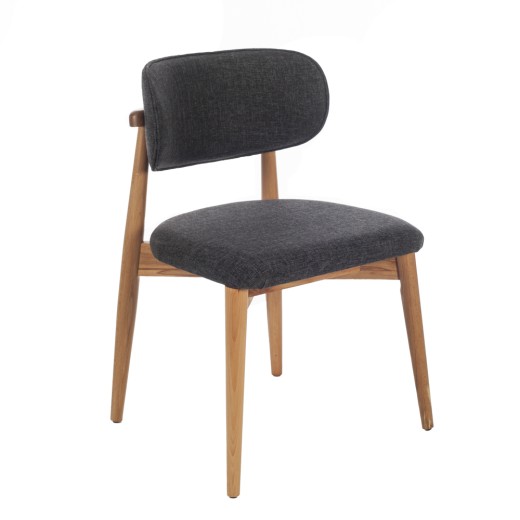 Artekko Adel Καρέκλα με Ξύλινο Σκελετό σε Φυσική Απόχρωση και Γκρι Σκούρο Ύφασμα (52x50x82)cm - 52cm  x 50cm  x 82cm