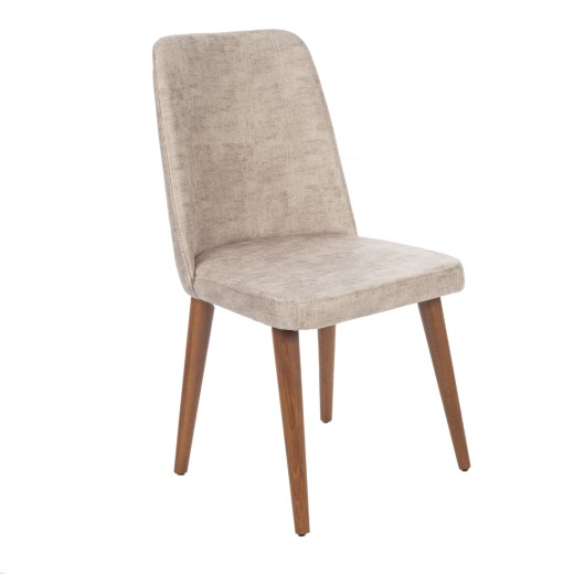 Artekko Milano Καρέκλα με Ξύλινο Καφέ Σκελετό και Μπεζ Βελούδο (48x60x92)cm - 48cm  x 60cm  x 92cm