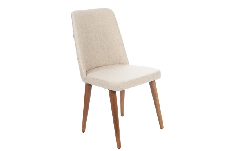 Artekko Lotus Καρέκλα με Ξύλινο Καφέ Σκελετό και Μπεζ Ύφασμα (48x60x92)cm - 48cm  x 60cm  x 92cm