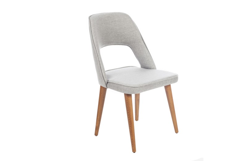 Artekko Liber Καρέκλα με Ξύλινο Καφέ Σκελετό και Ανοιχτό Γκρι Ύφασμα (48x60x92)cm - 48cm  x 60cm  x 92cm