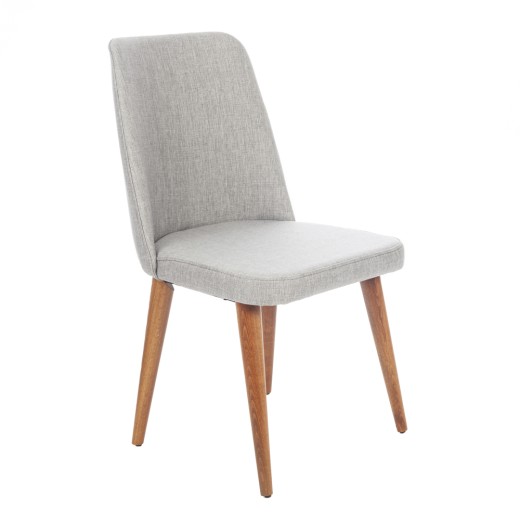 Artekko Milano Καρέκλα με Ξύλινο Καφέ Σκελετό και Γκρι Ύφασμα (48x60x92)cm - 48cm  x 60cm  x 92cm