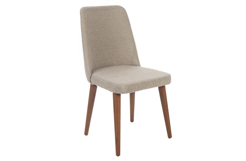 Artekko Milano Καρέκλα με Ξύλινο Καφέ Σκελετό και Μπεζ Μπουκλέ Ύφασμα (48x60x90)cm - 48cm  x 60cm  x 90cm