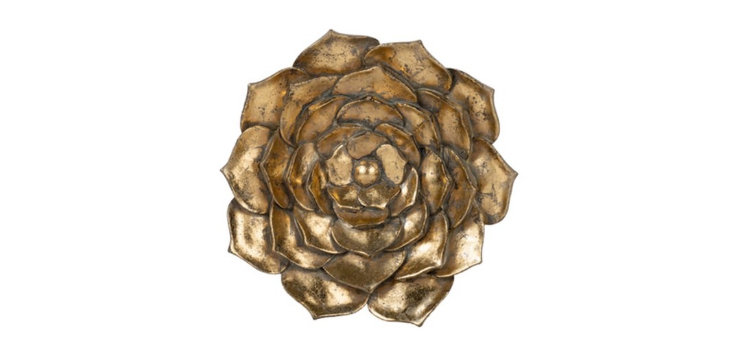 Artekko Flower Διακοσμητικό Επιτοίχιο Λουλούδι Ρητίνης Χρυσό - 25.5cm  x 3.5cm  x 25.5cm